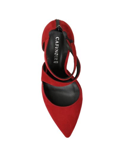 Sandales en Velours de Cuir Melania rouges - Talon 9 cm